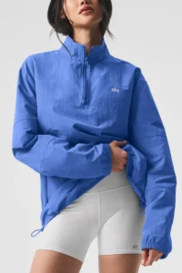 Light Weight Takeaway Track Pullover- Marathon Blue - Image 4