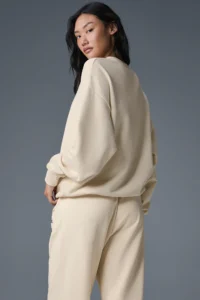 Accolade Crew Neck Pullover in Oat Milk - Image 2