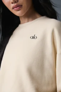 Accolade Crew Neck Pullover in Oat Milk - Image 4