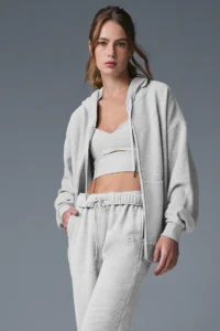 Accolade Full Zip Hoodie in Athletic Heather Grey - Image 4