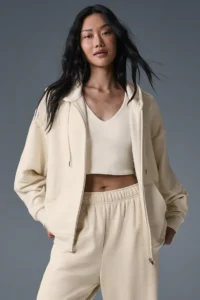Accolade Full Zip Hoodie in Oat Milk