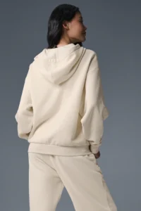 Accolade Full Zip Hoodie in Oat Milk - Image 3