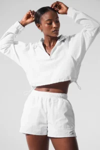 Cropped 1/4 Zip Alumni Pullover in White