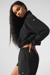 Cropped 1/4 Zip Alumni Pullover - Black - Image 4