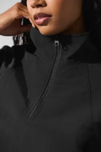 Cropped 1/4 Zip Alumni Pullover - Black - Image 5