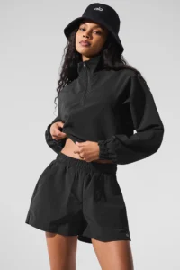 Cropped 1/4 Zip Alumni Pullover - Black - Image 6