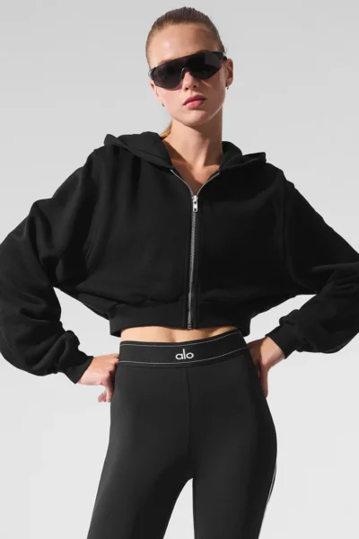 Sweet Escape Zip Up Hoodie in Black