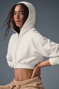 Sweet Escape Zip Up Hoodie in Ivory