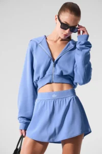 Sweet Escape Zip Up Hoodie in Crystal Clear Blue - Image 2