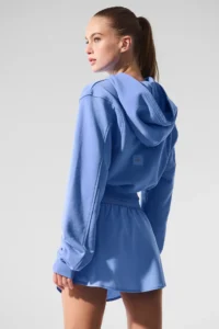 Sweet Escape Zip Up Hoodie in Crystal Clear Blue - Image 3