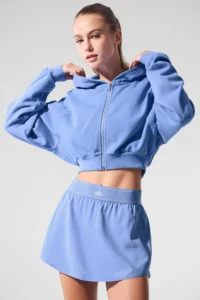 Sweet Escape Zip Up Hoodie in Crystal Clear Blue - Image 4