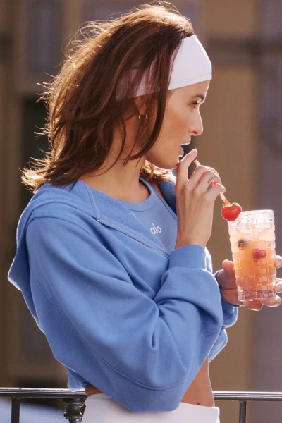 Sweet Escape Zip Up Hoodie in Crystal Clear Blue