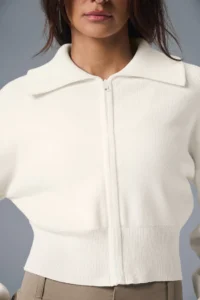 Scholar Knit Cropped Full Zip Jacket - Image 3