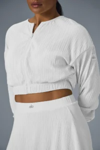 Cropped Micro Plisse Jacket