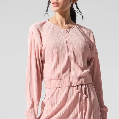 Cropped Micro Plisse Jacket - Pink Quartz