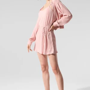 Cropped Micro Plisse Jacket - Pink Quartz - Image 3
