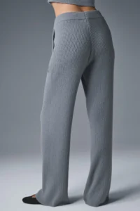 Snuggle Up Sweater High-Waist Wide Leg Pant - Steel Grey - Image 2