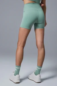 5" Airbrush High-Waist Biker Short | Botanical Green - Image 2