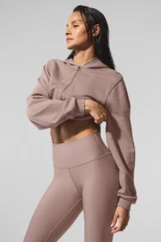 Sweet Escape Zip Up Hoodie Taupe