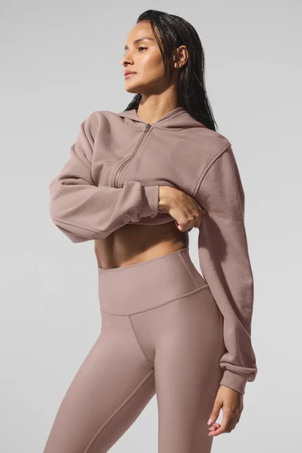 Sweet Escape Zip Up Hoodie Taupe