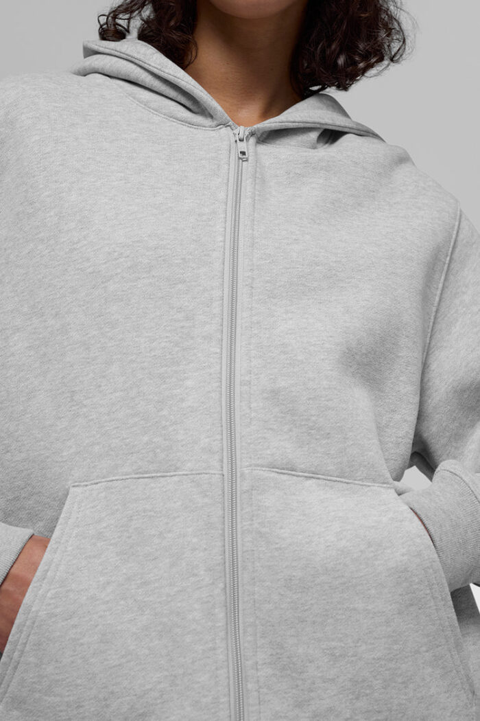 Renown Heavy Weight Full Zip Hoodie Athletic Heather Grey - Image 2