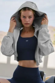 Sweet Escape Zip Up Hoodie Athletic Heather Grey