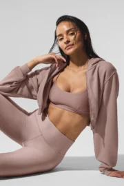 Sweet Escape Zip Up Hoodie Taupe - Image 2
