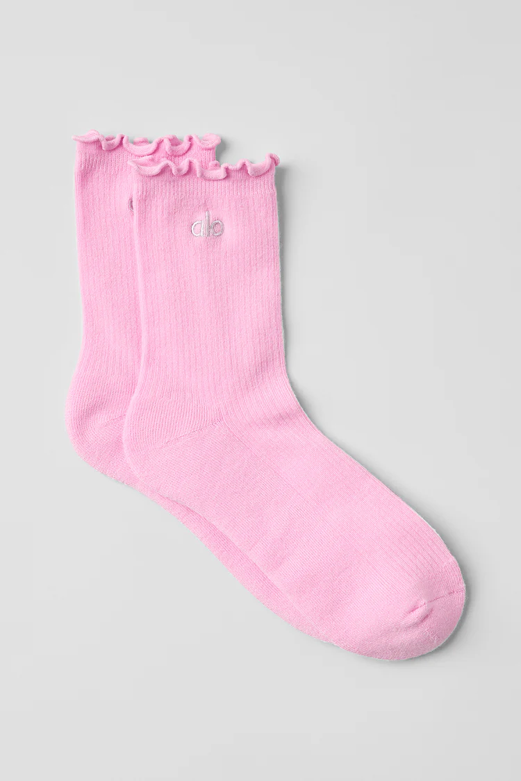 Women's Lettuce Edge Sock Sweet Pink