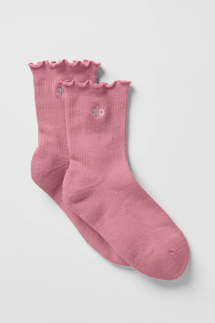 Women's Lettuce Edge Sock Pink Wild Rose